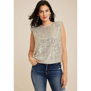 NWT Maurice’s Sequin Padded Shoulder Top
